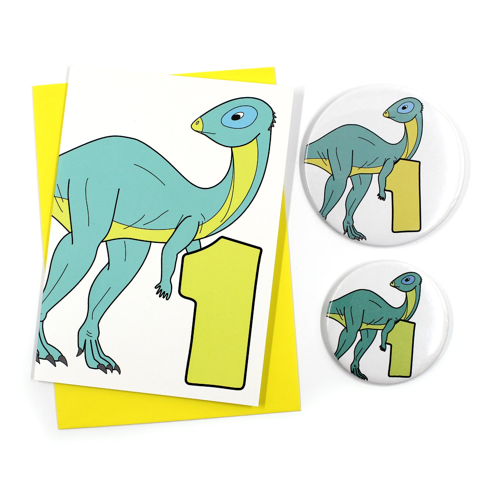 dinosaur number 1 card and badge