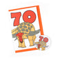Number 70 Dinosaur Greeting card and badge