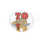 Number 70 Dinosaur Greeting badge