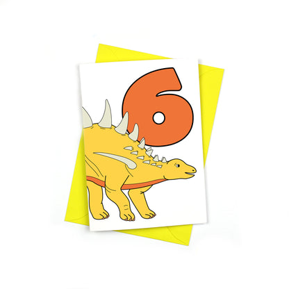 number 6 dinosaur card