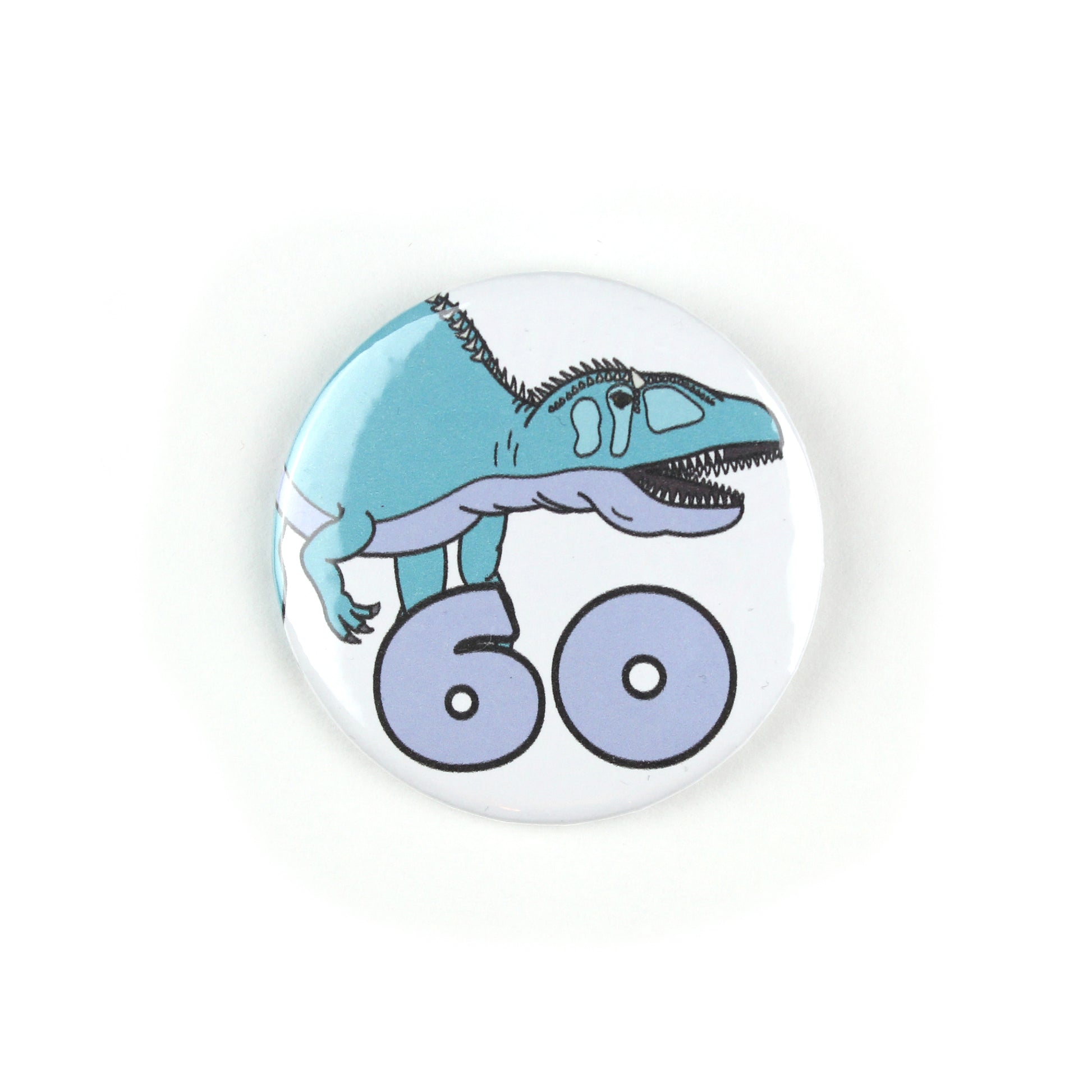 Number 60 Dinosaur Greeting badge