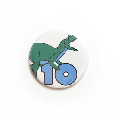 Number 10 Dinosaur Greeting badge
