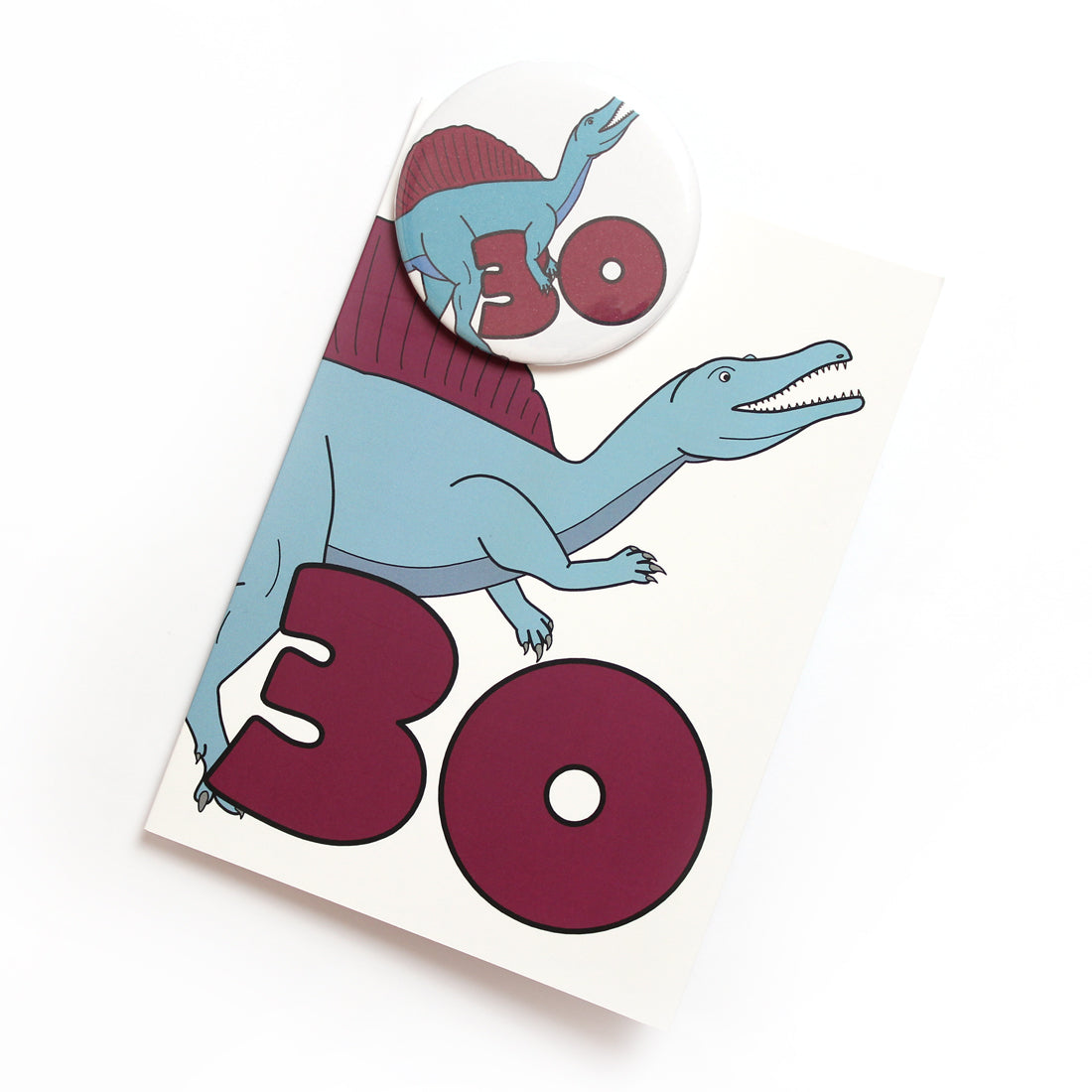 Number 30 Dinosaur Greeting card and badge