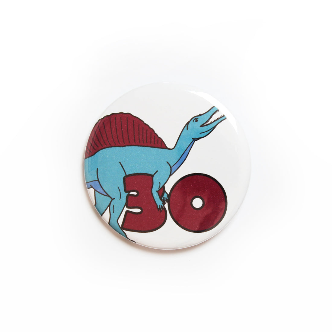 Number 30 Dinosaur Greeting badge