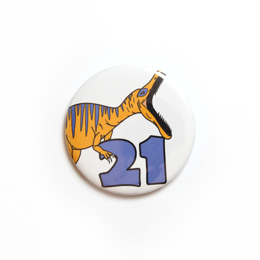 Number 21 Dinosaur Greeting badge