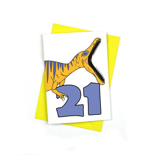 Number 21 Dinosaur Greeting card