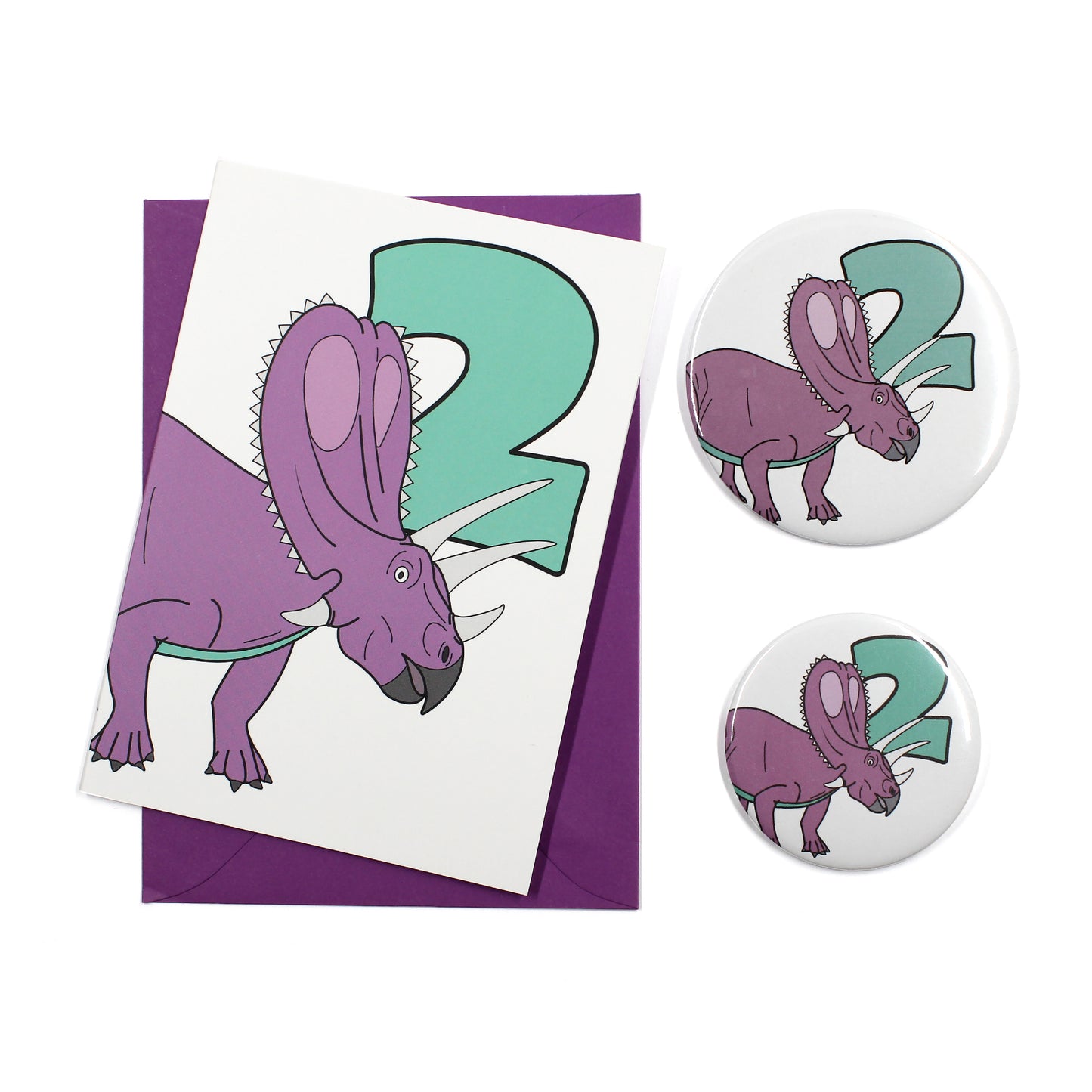 dinosaur number 2 card and badge
