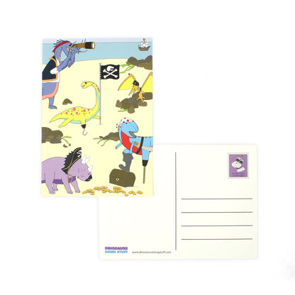 pirate dinosaur postcard