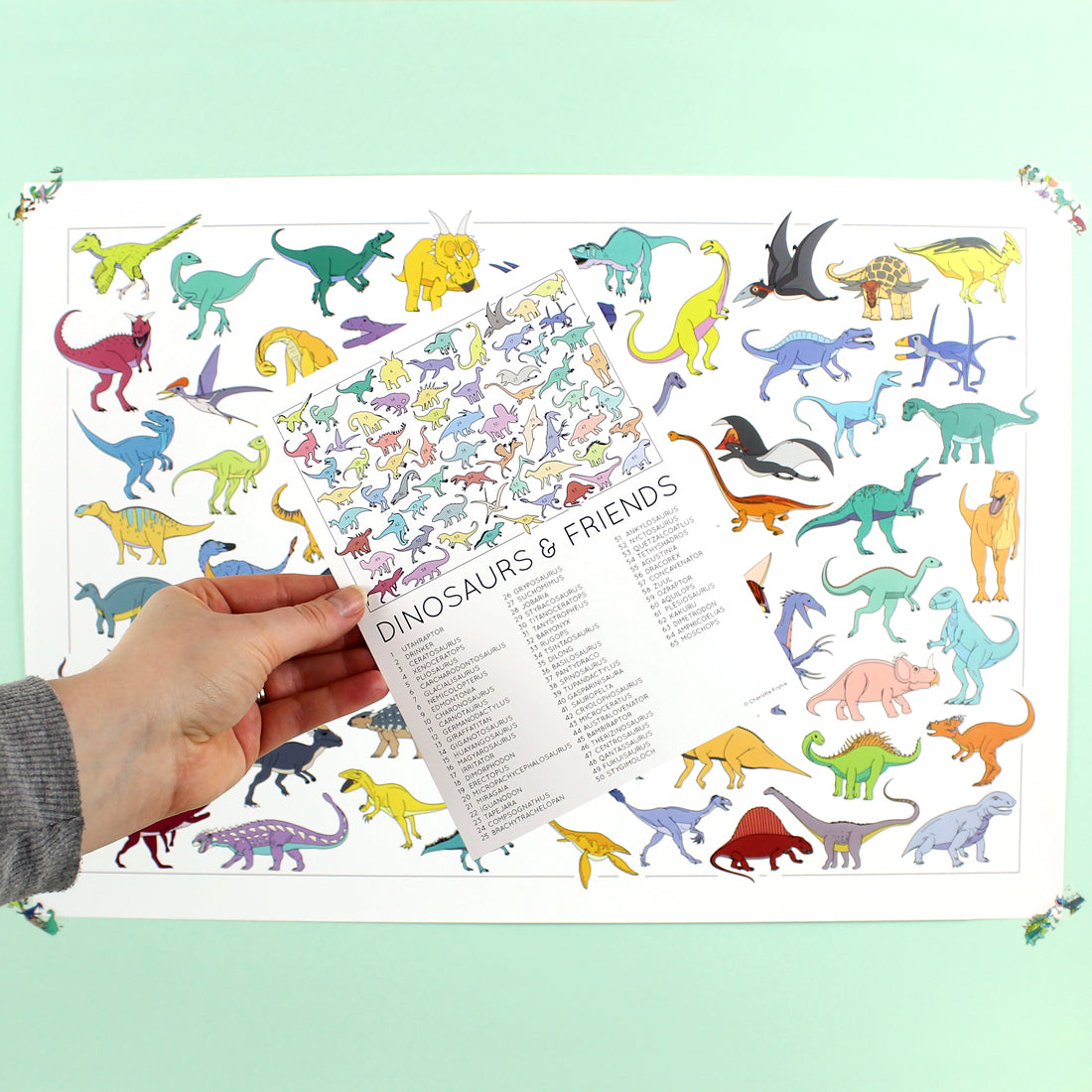 A2 Dinosaur Poster and companion card