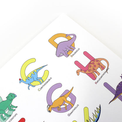 Large Letter Dinosaur Alphabet Poster Print