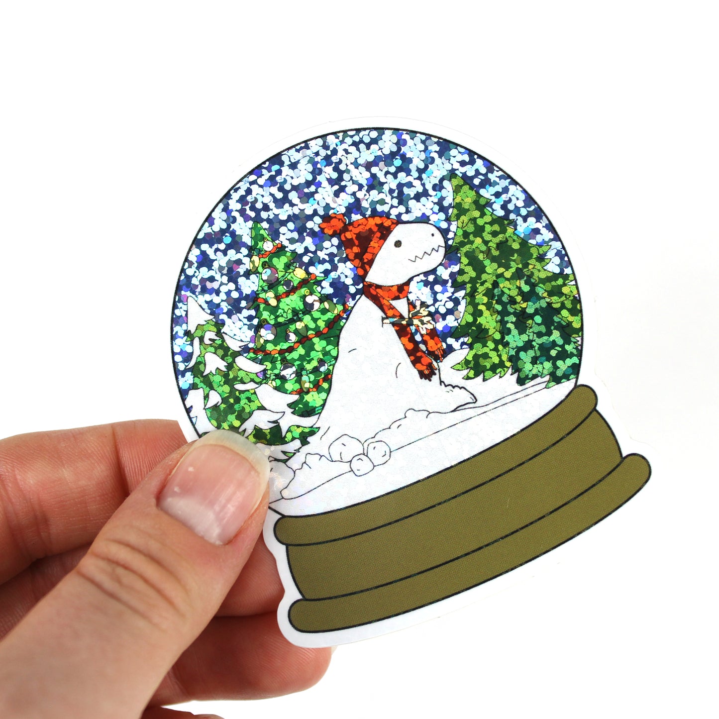 glitter snow-rex snow globe sticker