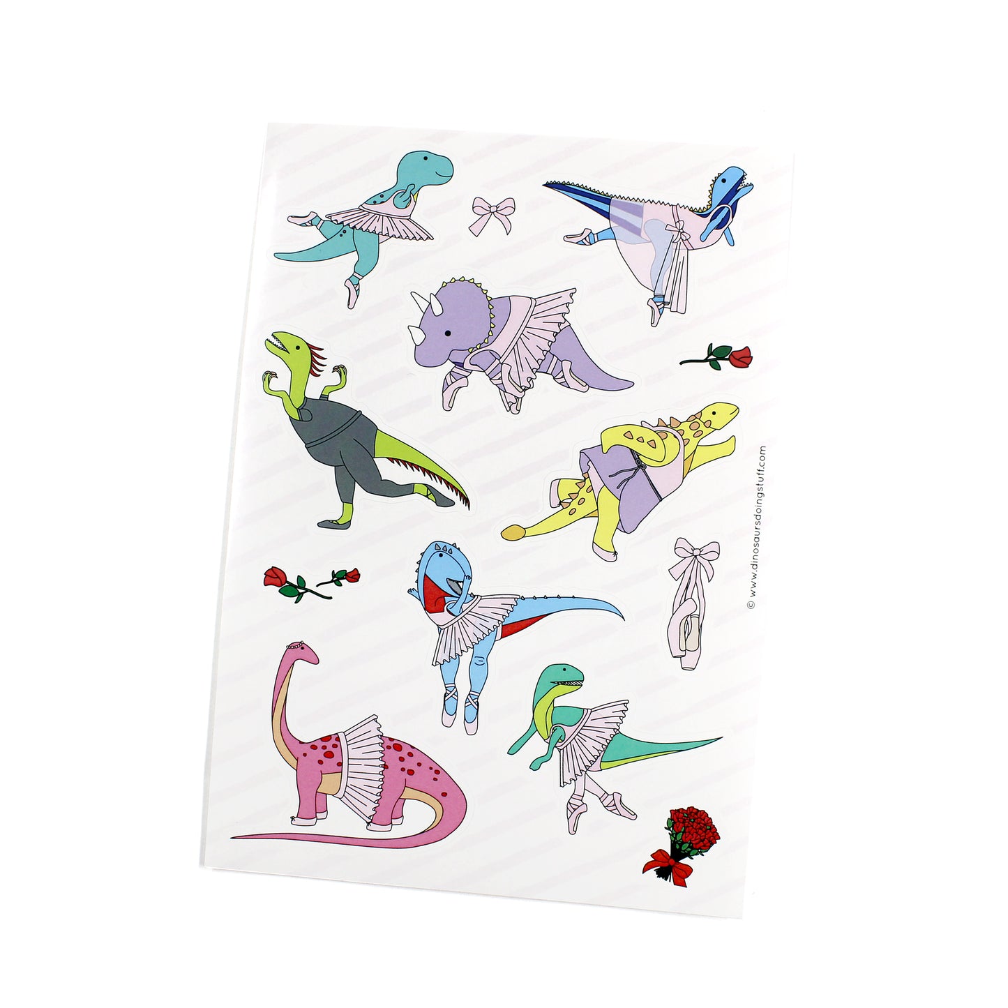 ballet dinosaur sticker sheet