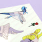 close up of ballet dinosaur sticker sheet