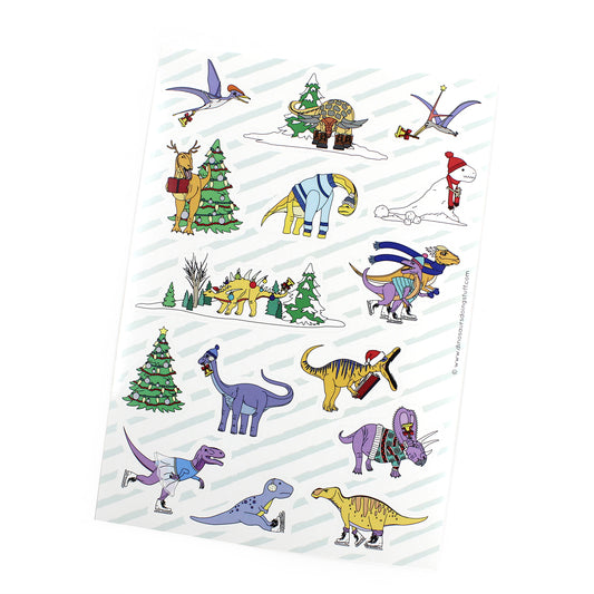 dinosaur Christmas sticker sheet