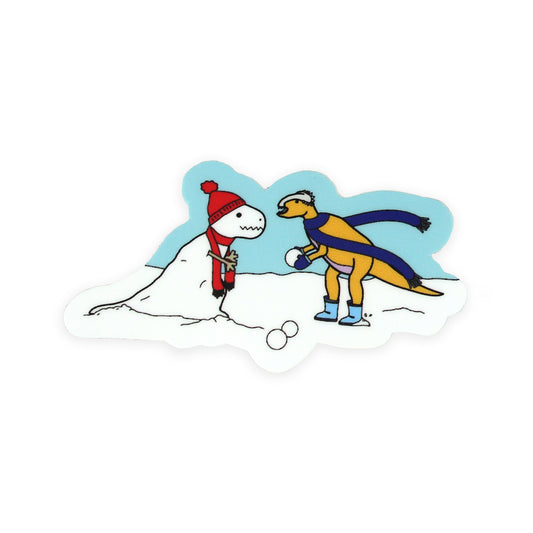 dinosaur making a snow-rex snow man sticker