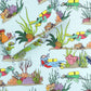 a sheet of Under the Sea Dinosaur Wrapping Paper with a box on top that is also wrapped in the same paper
