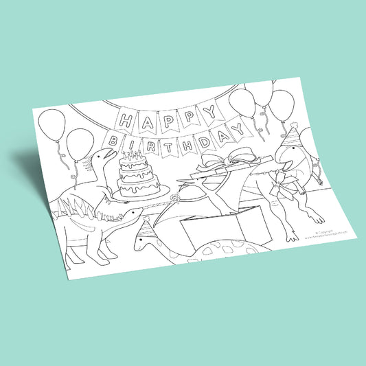 Dinosaur Happy Birthday Colouring Sheet