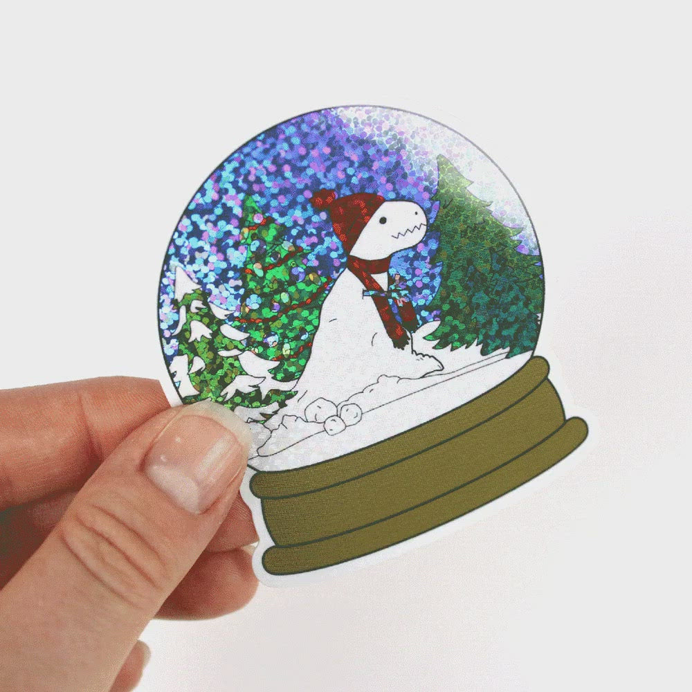 glitter snow-rex snow globe sticker